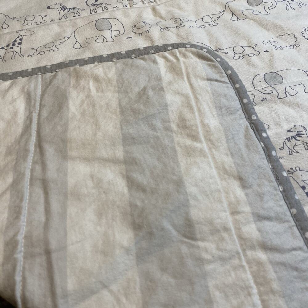 Target Cloud Island Safari Animals Zoo Baby Blanket Grey White Soft Quilted - Picture 8 of 8